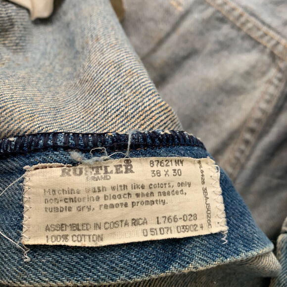 Vintage Rustler Jeans Mens Regular Fit Straight Blue Size 38x30 (Actual 35x29) - Picture 12 of 16